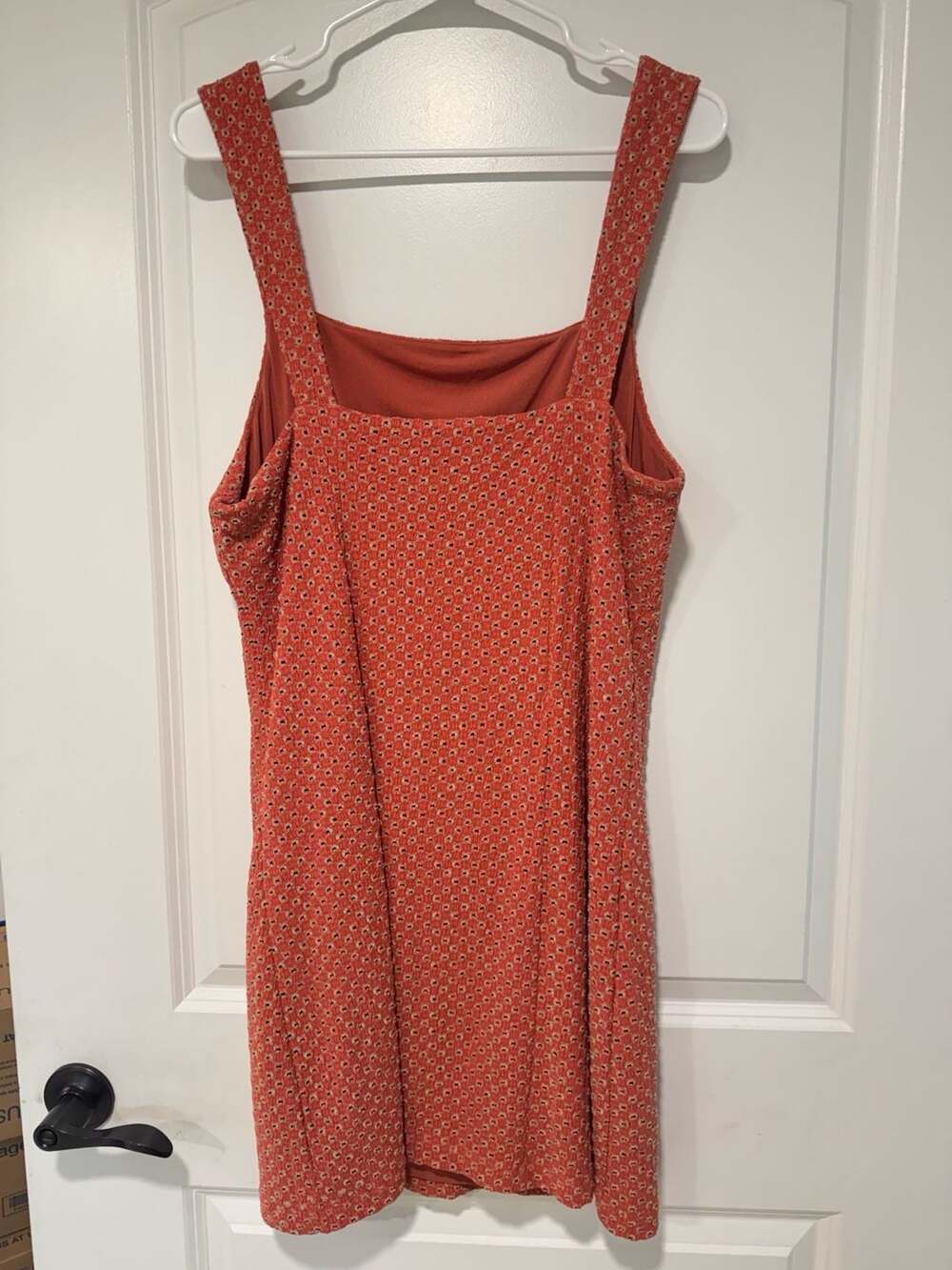 Free People Boho Cottagecore Coral Floral Mini Dress Square Neck NWT XL - Picture 2 of 10